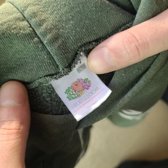 Vintage 'Fruit of the loom' Oxford University faded/ distressed green hoodie L - Picture 3 of 3